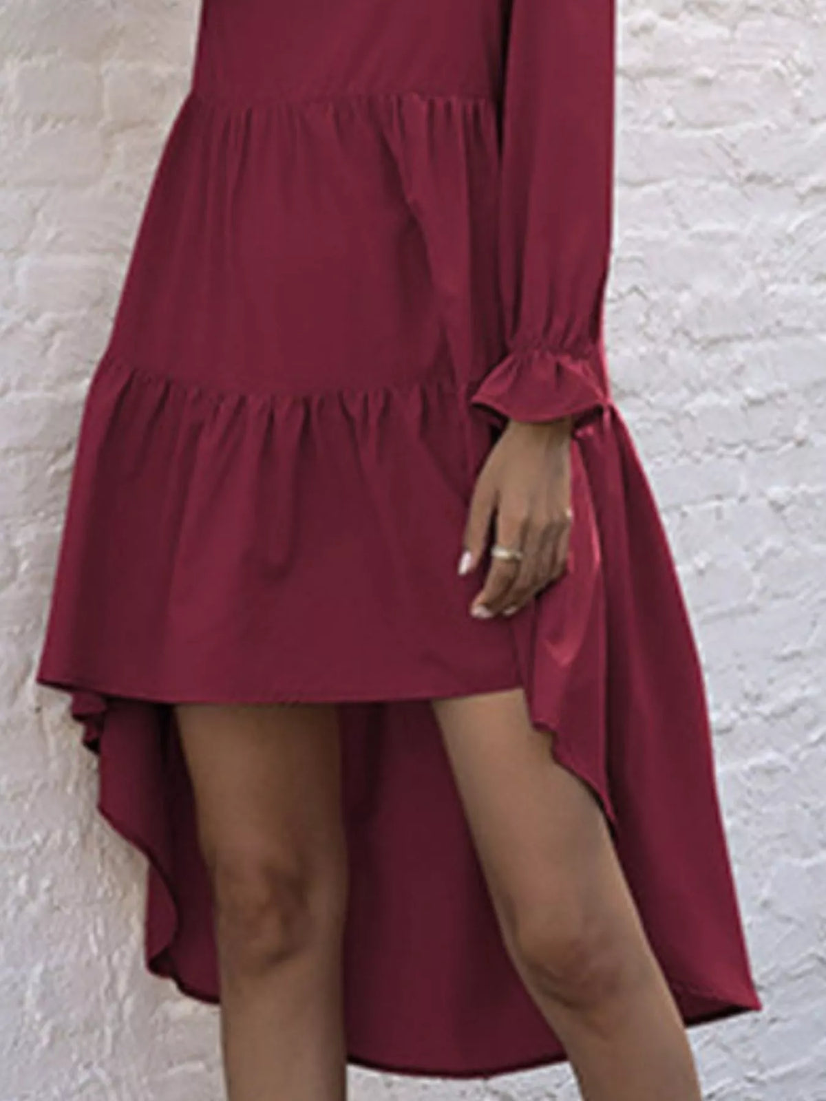High-Low Flounce Sleeve Dress