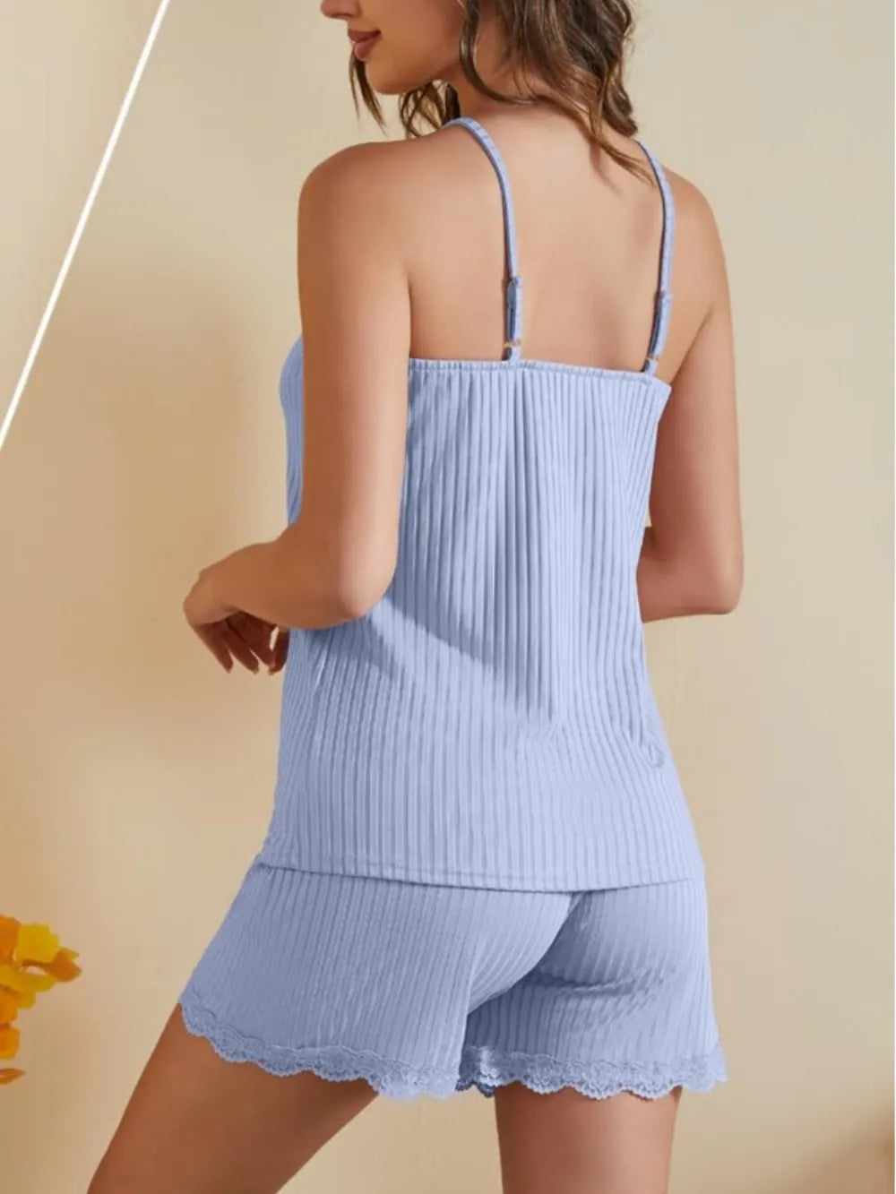 Ribbed Scoop Neck Top and Shorts Lounge Set - Ladyez