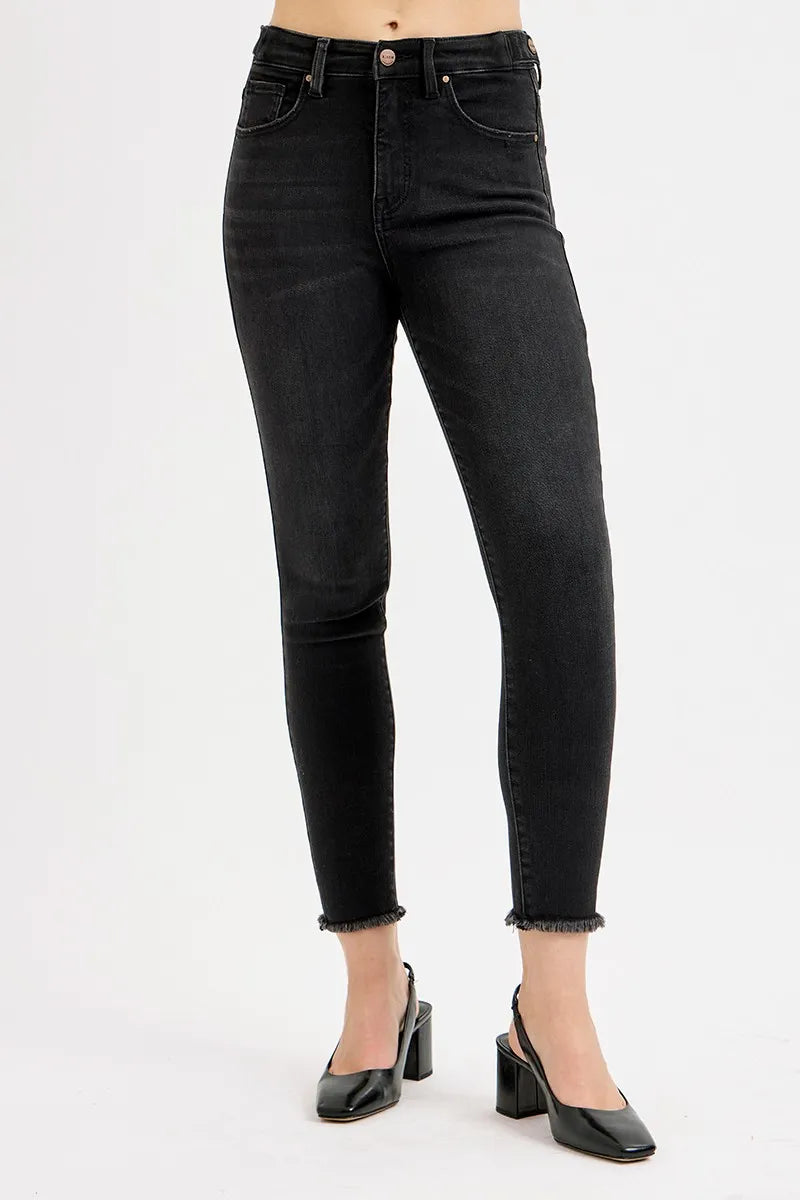 RISEN Full Size Tummy Control High Rise Adjustable Waist Skinny Jeans Plus Size - Ladyez