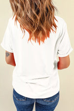 USA Lettering Bow Embroidered T Shirt