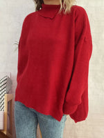 Slit Turtleneck Long Sleeve Sweater