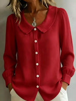 Full Size Peter Pan Collar Button-Down Shirt Plus Size