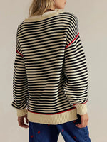 Striped Knit Round Neck Sweater