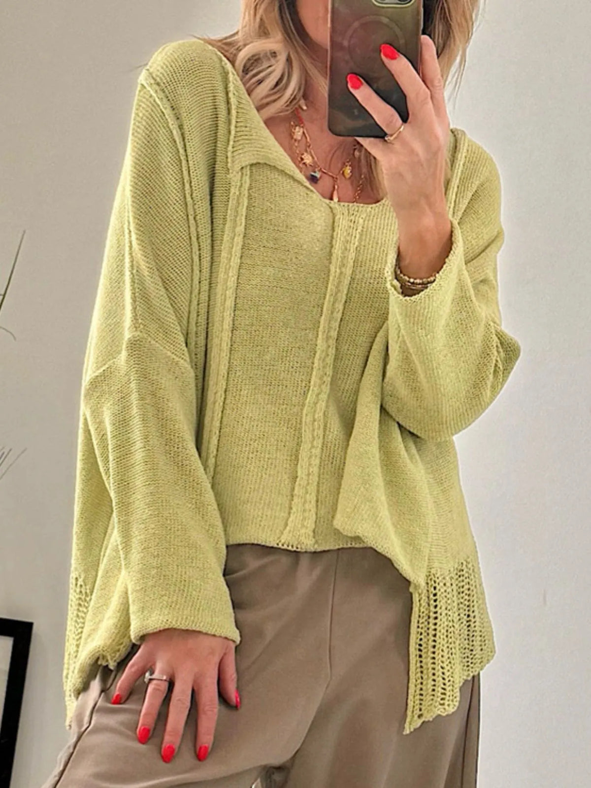 High-Low Drop Shoulder Sweater