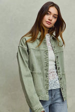 SO ME Vintage Washed Button Twill Shacket