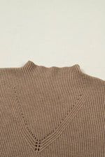 Solid Color Ribbed Knit Mock Neck Loose Sweater Vest