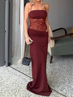 Lace Panel Bodycon Maxi Dress