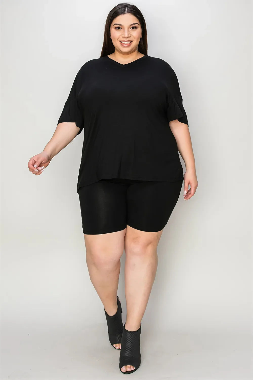 Basic Bae Bamboo Full SizeV-Neck Drop Shoulder T-Shirt and Shorts Set
