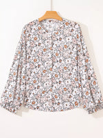 Floral Print Frilled Puff Sleeve Button Down Shirt