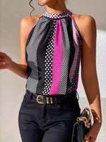 Polka Dot Print Halter Neck Cami