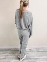 Star Print Long Sleeve Top and Pants Lounge Set - Ladyez