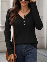 Waffle Knit Long Sleeve T-Shirt
