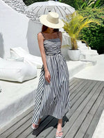Striped Spaghetti Strap Casual Maxi Dress
