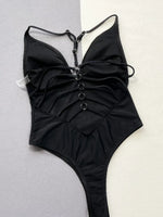 Cutout Plunge Spaghetti Strap One-Piece Swimwear - Ladyez