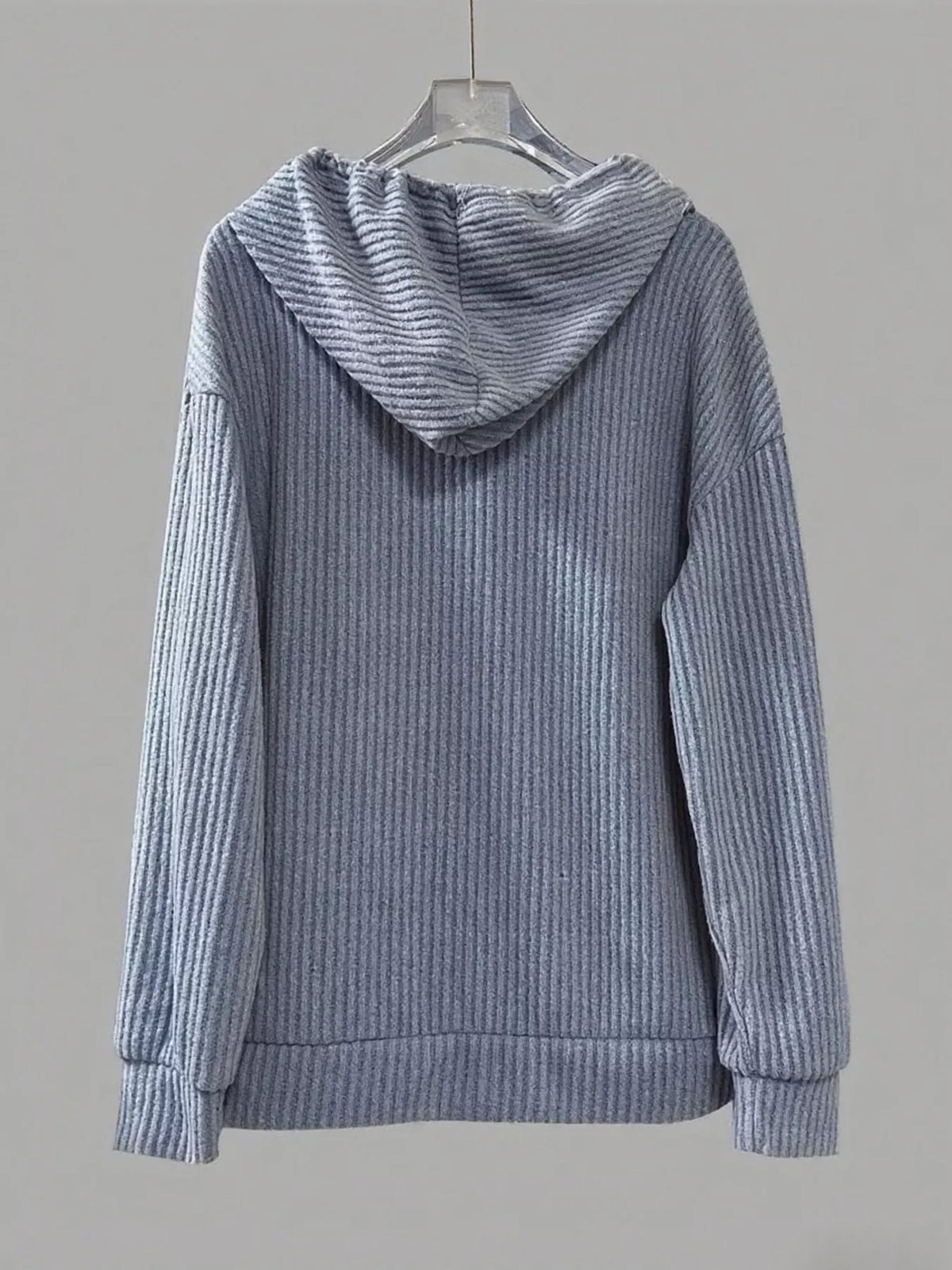 Button-Front Drawstring Hoodie