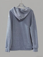 Button-Front Drawstring Hoodie