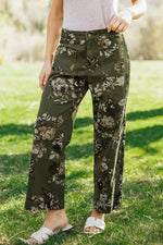 Vintage Style Floral Print High Waist Wide Leg Jeans