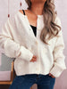 Flower Button Up Ribbed Hem Cardigan