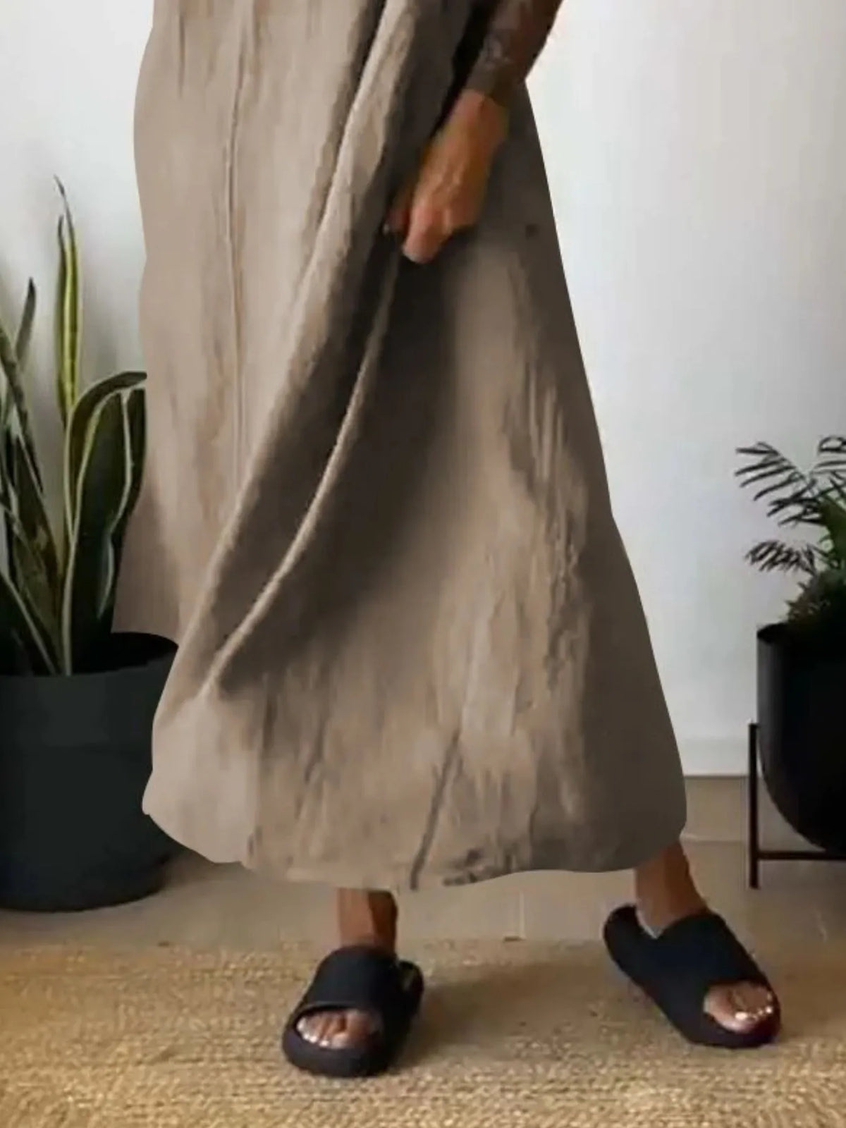 Full Size Ruched Cami Maxi Dress with Pockets Plus Size - Ladyez