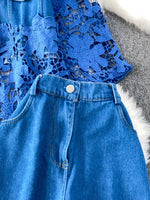 Lace Patchwork Shacket and Pants Set