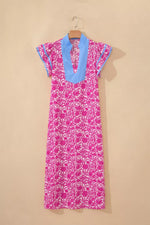 Floral Print Ruffle Cap Sleeve Dress