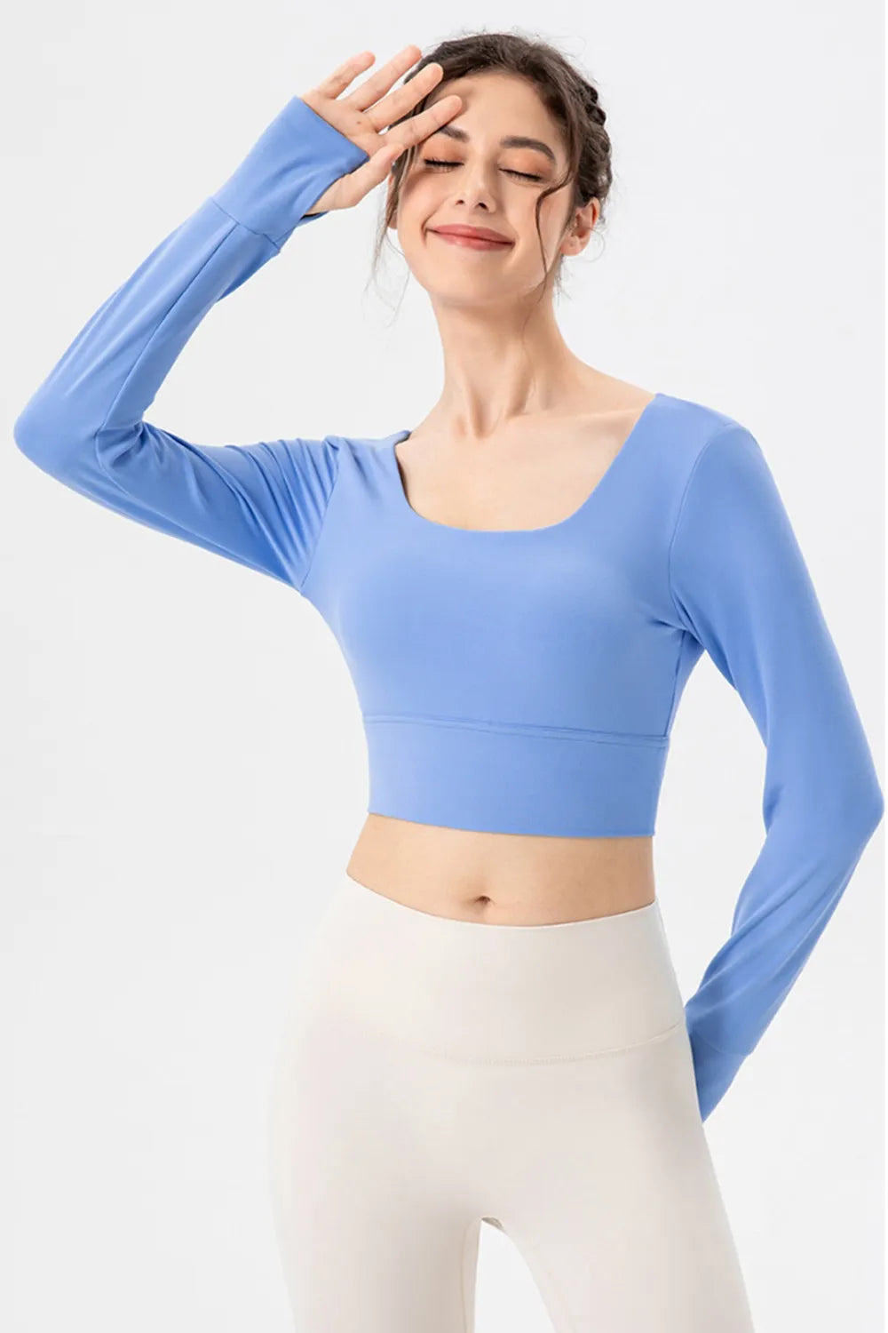 Square Neck Crisscross Active T-Shirt - Ladyez