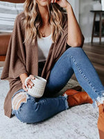 Full Size Open Front Waffle Knit Cardigan Plus Size