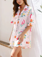 Printed Collared Neck Half Sleeve Romper - Ladyez