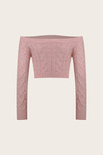 Cable-Knit Off-Shoulder Long Sleeve Sweater