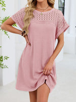Lace Round Neck Short Sleeve T-Shirt Dress