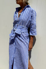Tied Button Up Three-Quarter Sleeve Dress - Ladyez