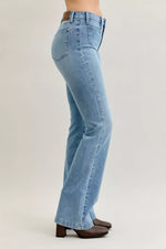 Judy Blue Full Size Mid Rise Bootcut Jeans with Contrast Wash & Front Patch Pockets Plus Size