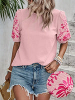 Embroidered Puff Sleeve Blouse