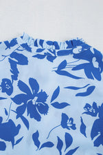 Floral Print Tiered Frilled Trim Flutter Sleeve Dress