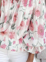 Off-Shoulder Floral Print Blouse - Ladyez