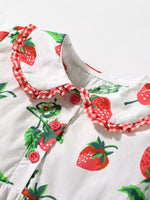 Children's Strawberry Print Peter Pan Collar Dress