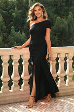 One-Shoulder Ruched Maxi Dress - Ladyez