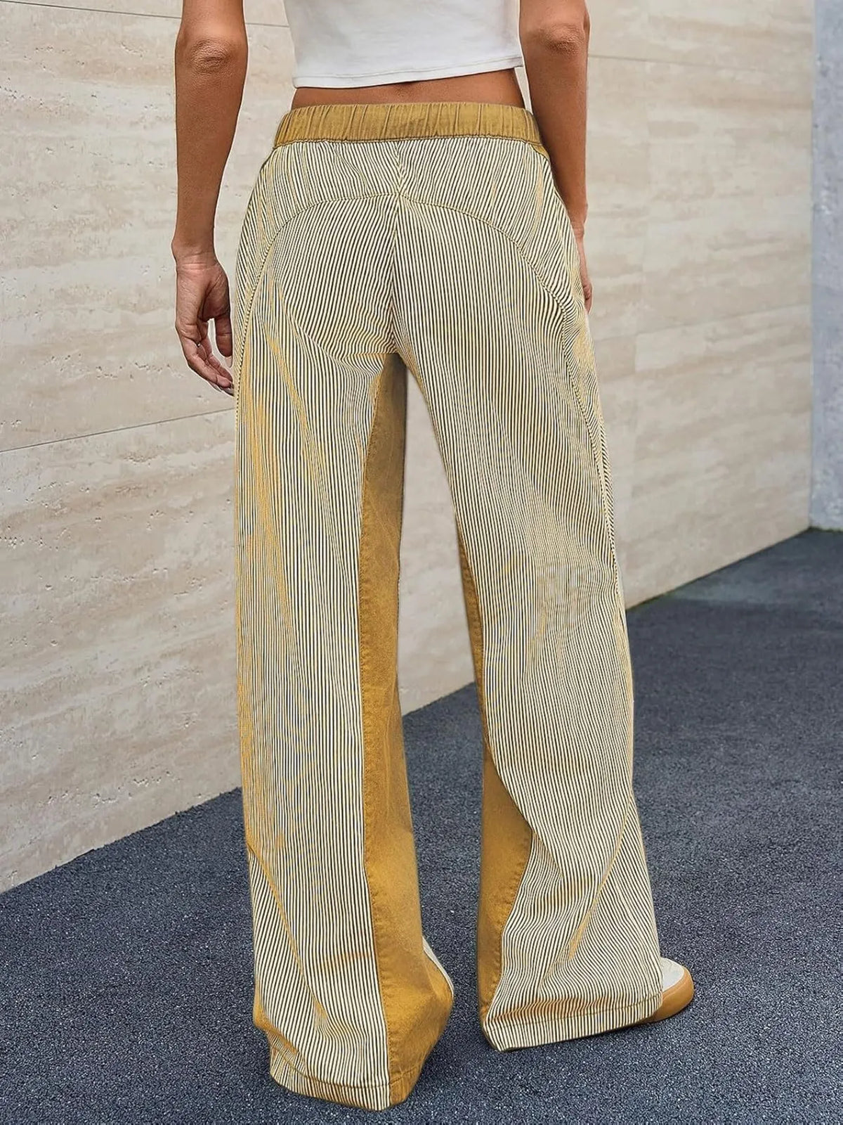 Striped Wide Leg Jeans - Ladyez