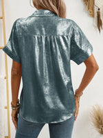 Button Up Short Sleeve Shirt - Ladyez