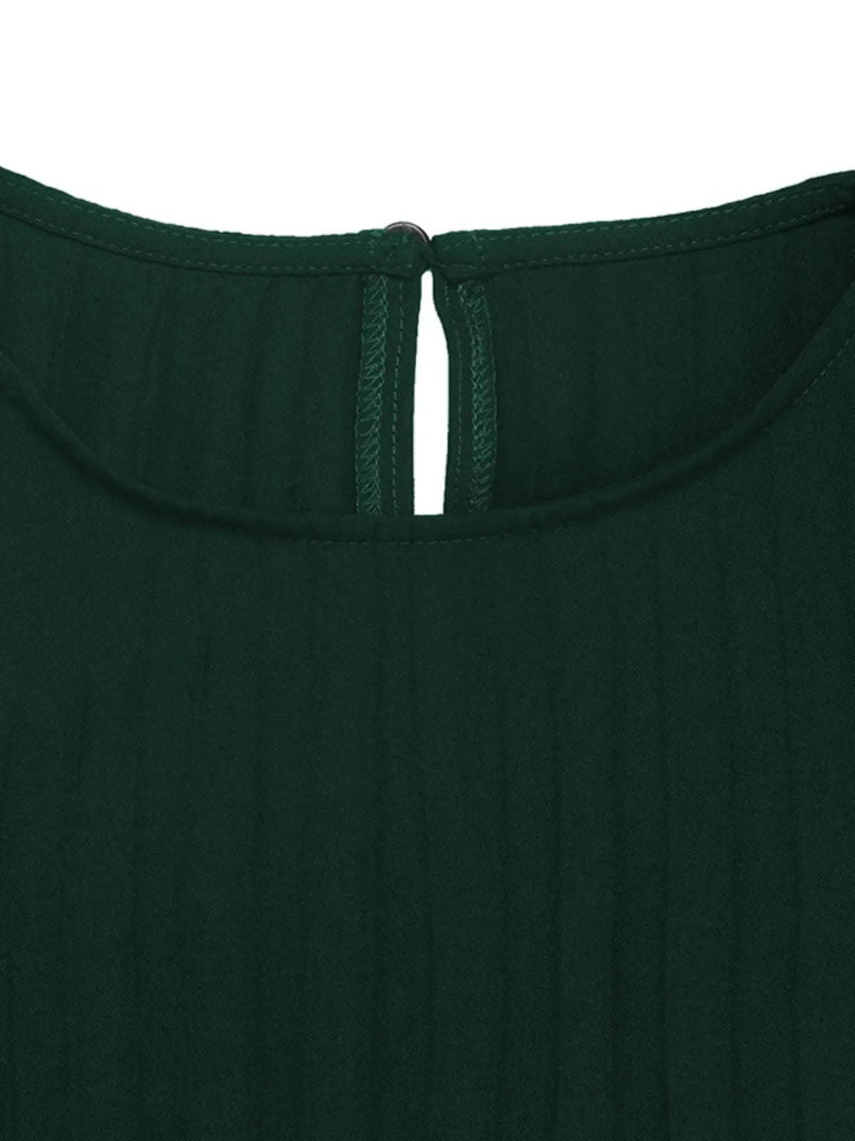 Pleated Round Neck Long Sleeve Dress