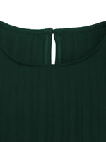 Pleated Round Neck Long Sleeve Dress