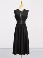 Lace-Up Corset Sleeveless Midi Dress