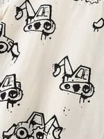 Children's Cartoon Excavator Print Short Sleeve T-Shirt
