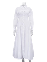 Button Front Long Sleeve Maxi Shirt Dress