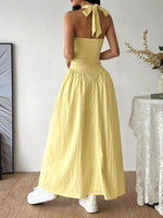 Halter Neck Ruched Maxi Dress