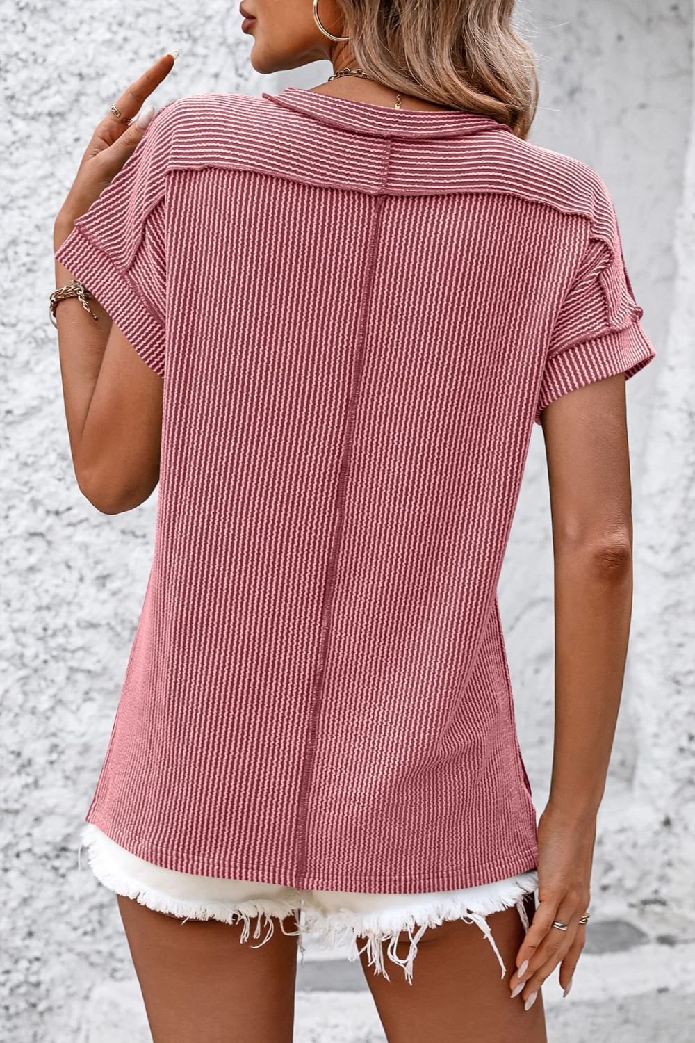 Mandy Striped Round Neck Short Sleeve T-Shirt - Ladyez