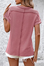 Mandy Striped Round Neck Short Sleeve T-Shirt - Ladyez