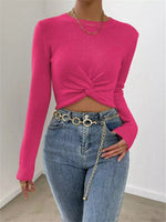 Twisted Front Cropped Knit Top