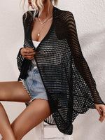 Openwork Open Front Longline Cover Up - Ladyez