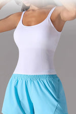 Scoop Neck Active Tank with Detachable Chest Pads - Ladyez